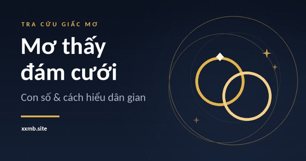 Hai chiếc nhẫn cưới vàng lồng vào nhau, vẽ bằng hình khối trên nền xanh đậm có vòng tròn mảnh