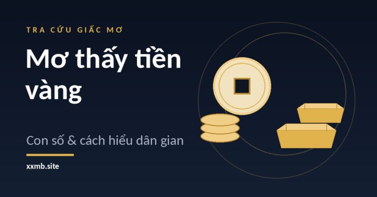 Minh hoạ đồng xu lỗ vuông và thỏi vàng trên nền tối cho bài giải mã giấc mơ thấy tiền