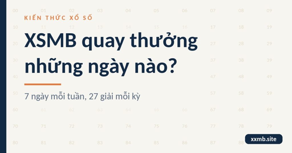 Lịch quay xổ số miền Bắc 7 ngày trong tuần trên nền giấy sáng